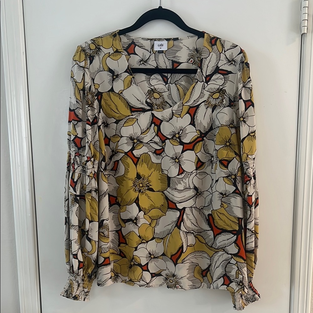 CAbi Women’s Long Sleeved Floral Blouse